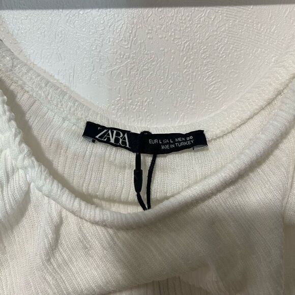 Zara Off The Shoulder Crop Top white size Lgirls halter cute lace stretch teen p - Picture 3 of 7